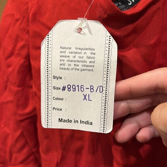 Ana K Ananda’s Collection Red Rayon Deep V-neck Boho Dress SZ XL - Picture 6 of 7